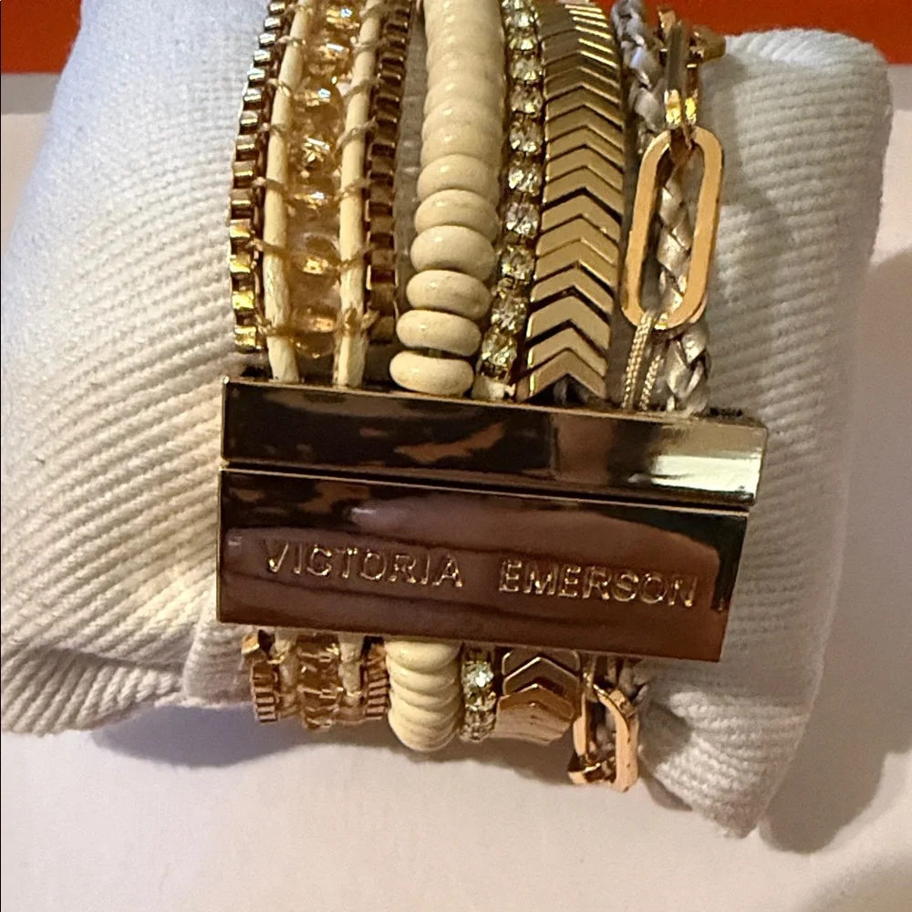 Victoria Emerson Gold and Cream Multistrand Bracelet